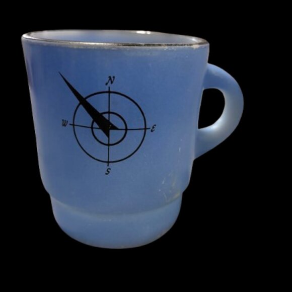 Vintage Anchor Hocking Fire King Blue Wanderlust Northwest Compass Mug - Picture 1 of 2